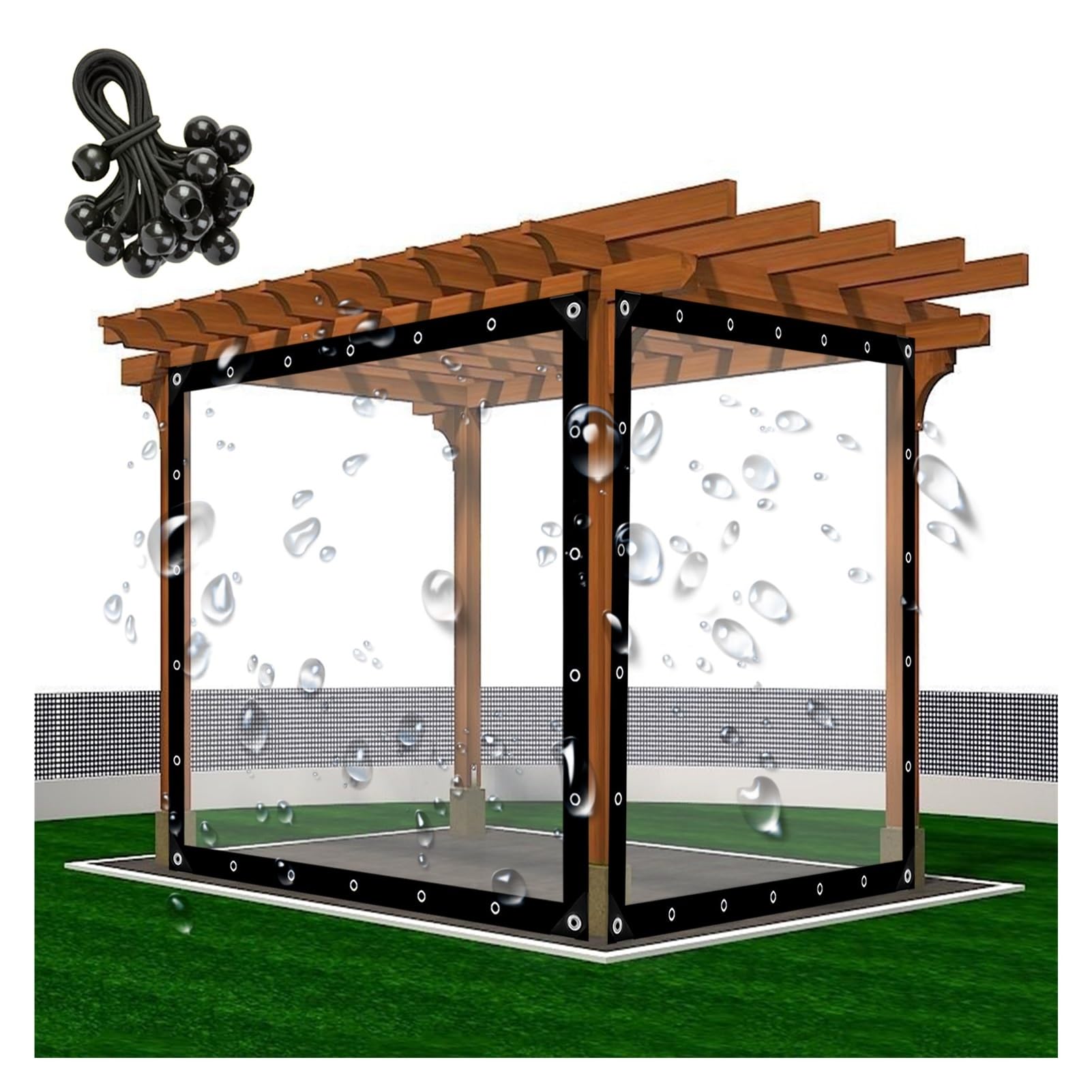 Telone in vinile trasparente, impermeabile, antivento, per esterni, per giardino, patio, gazebo, pergola, confezione da 3