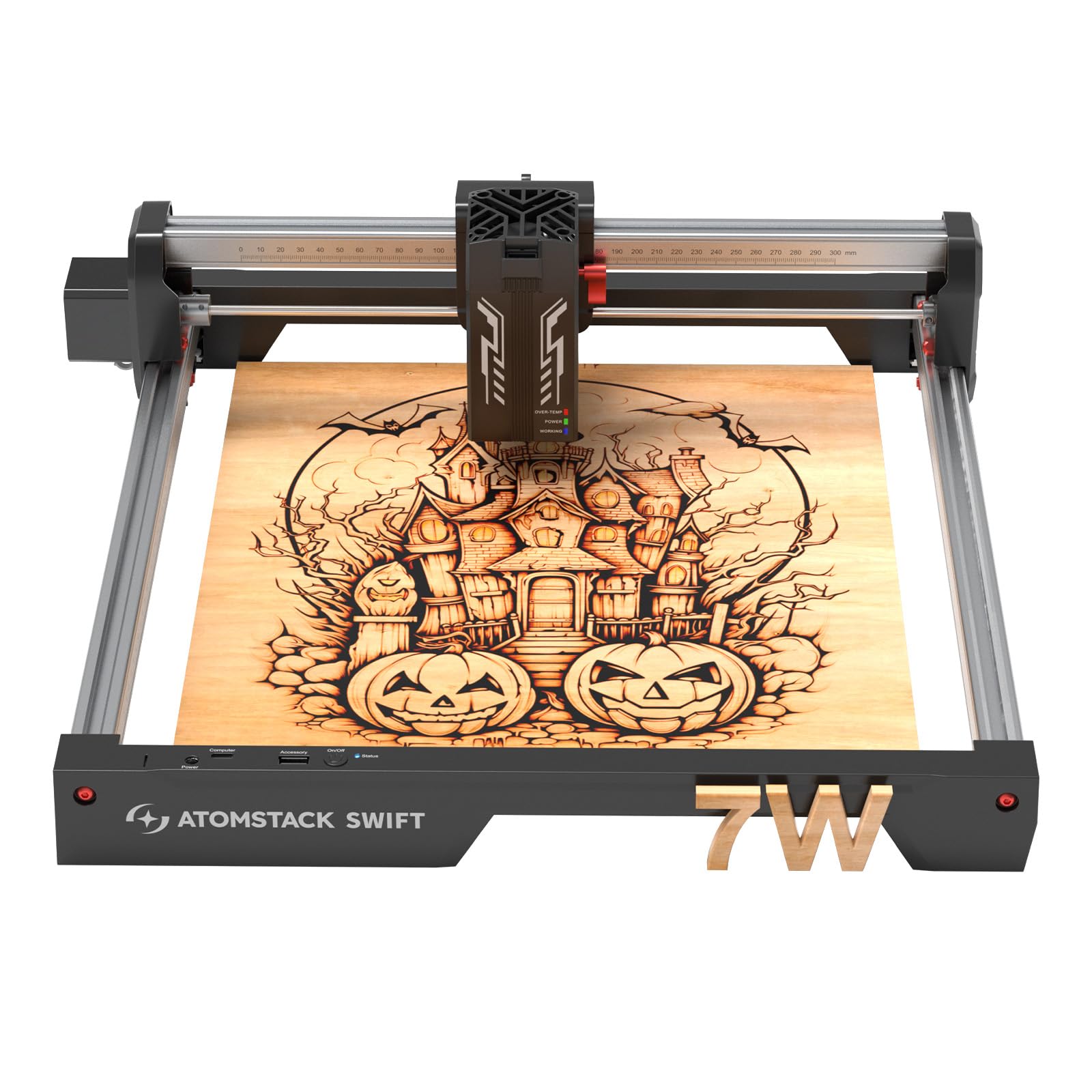 ATOMSTACK Swift 7W Incisore Laser & Taglierina, Macchina Incisione 300x300mm, Design AI, Montaggio Facile, Controllo Wi-Fi/USB/APP, Compatibile con Legno, Pelle, Acrilico, Vetro, Carta