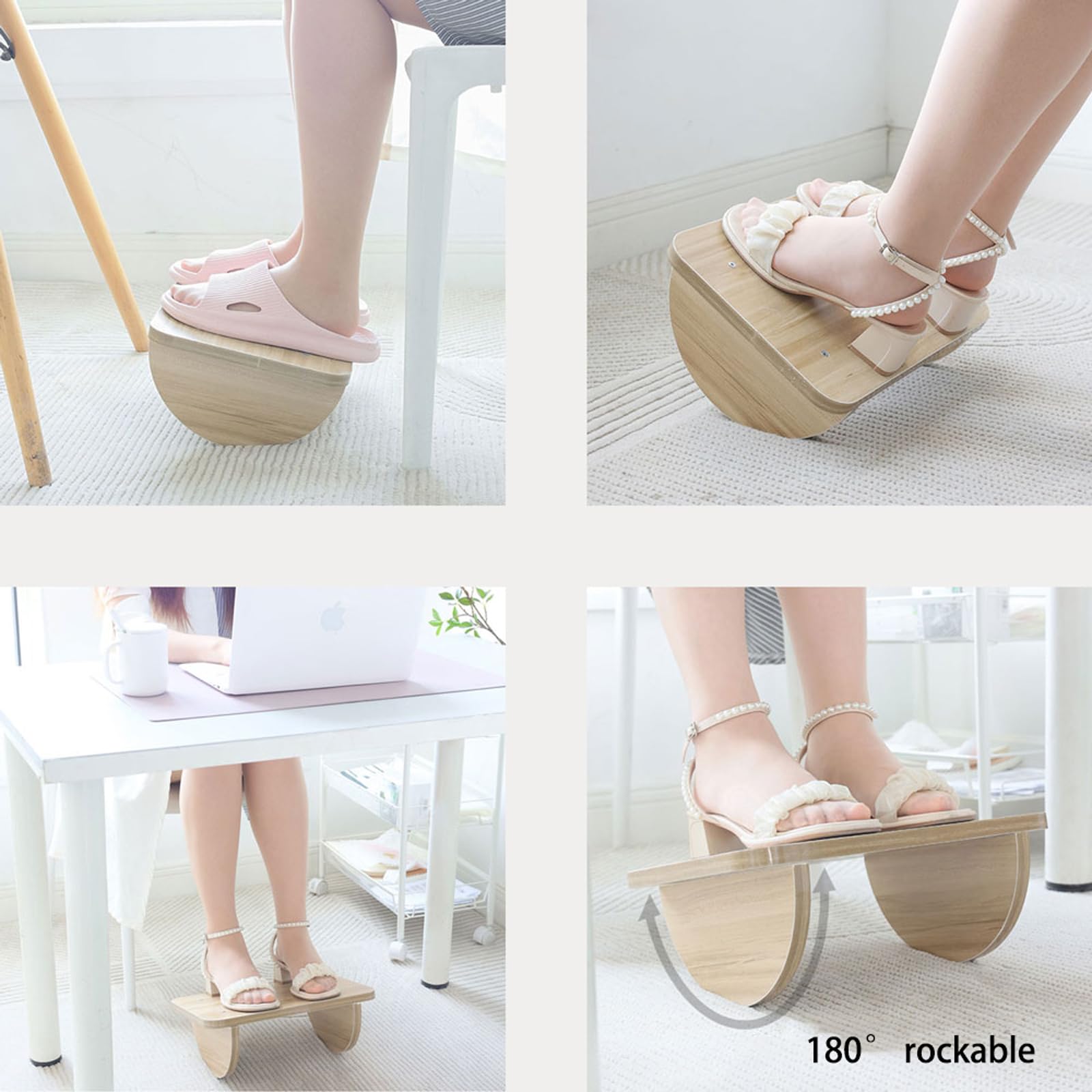 Reposapiés para debajo del escritorio,Reposapies de Oficina,Apoya Pies,Reposa Pie Trabajo Escritorio,Reposapiés de Madera,Reposapiés de Masaje de Pies Ergonómico para Oficina,Hogar,Taburete de Baño