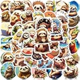 50 Pcs Sloth Stickers| Sloth Waterproof Vinyl Stickers for Water Bottles Bicycle Laptop Refrigerator Luggage Computer Mobile Phone Skateboard Bike Decals