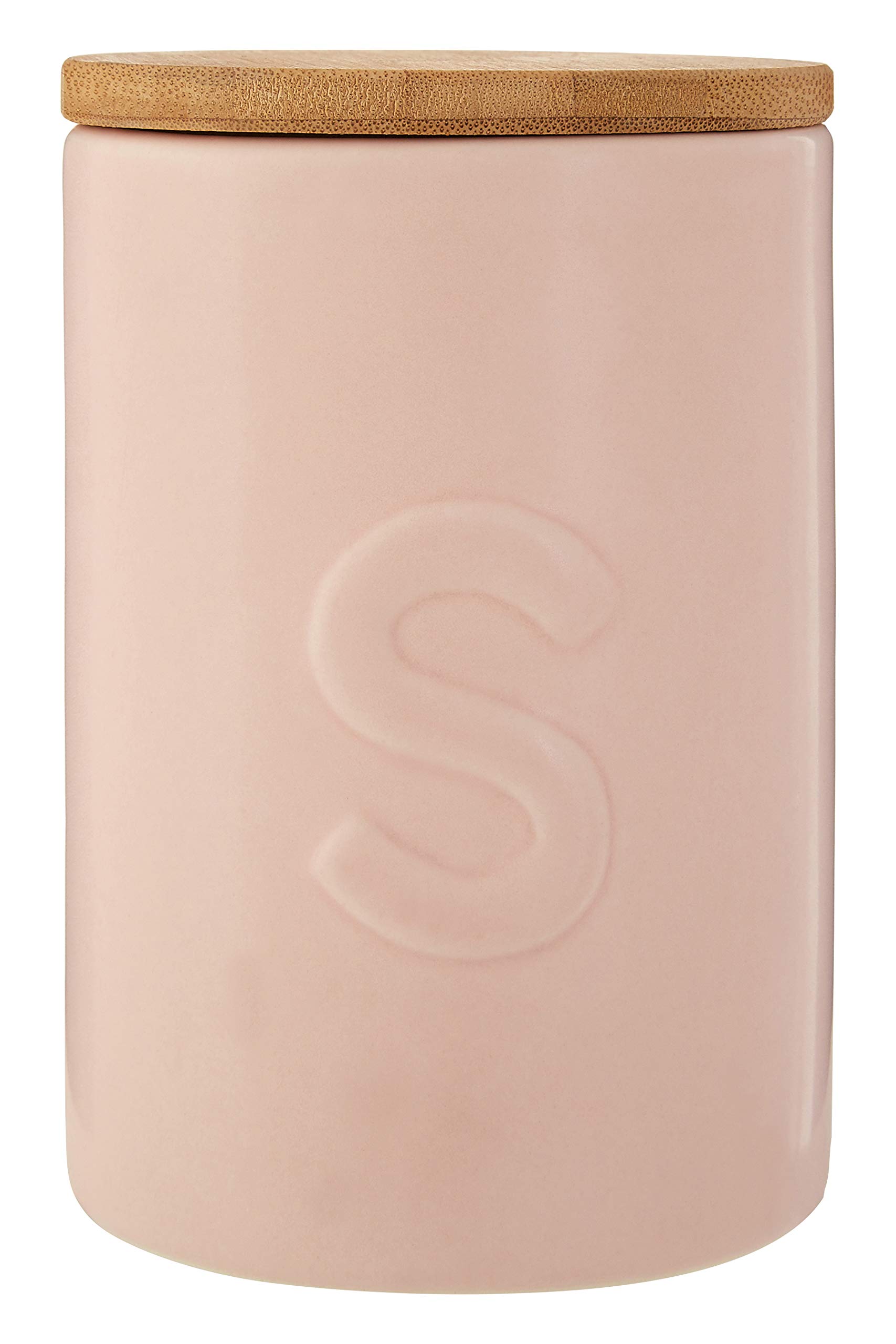 Premier Housewares Fenwick Sugar Canister - Pink - Dolomite, Bamboo Lid