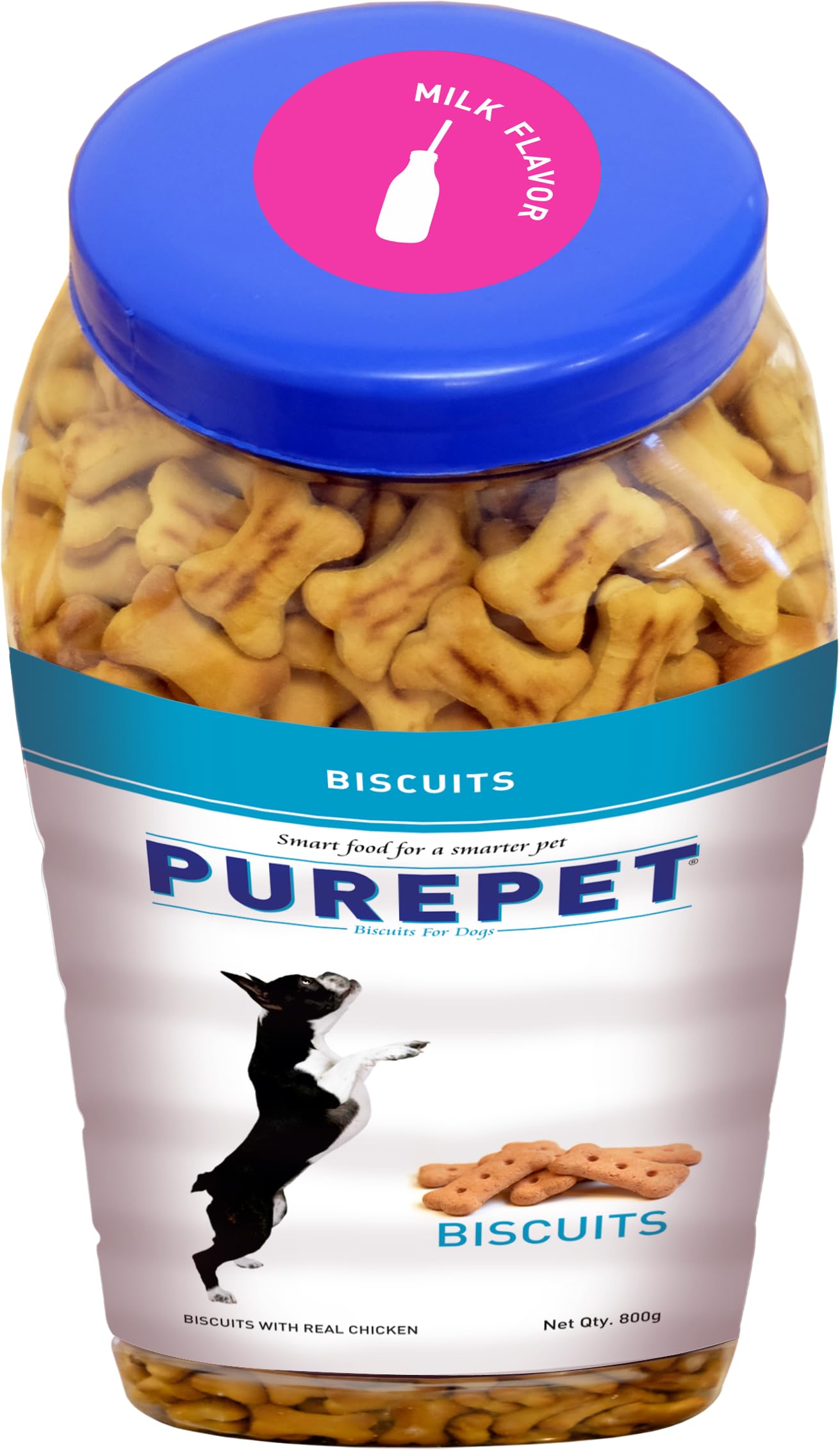 PUREPET Dog Biscuit Treats Milk Flavour 800Gm Pack, All Life Stages