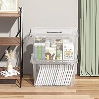 Vista 4 de Contenedor de plástico de 17.5 L con tapas, caja de cierre transparente, 4 paquetes