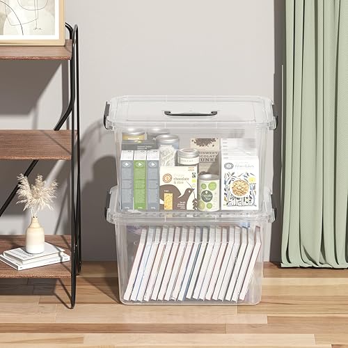 Miniatura 4 de Contenedor de plástico de 17.5 L con tapas, caja de cierre transparente, 4 paquetes