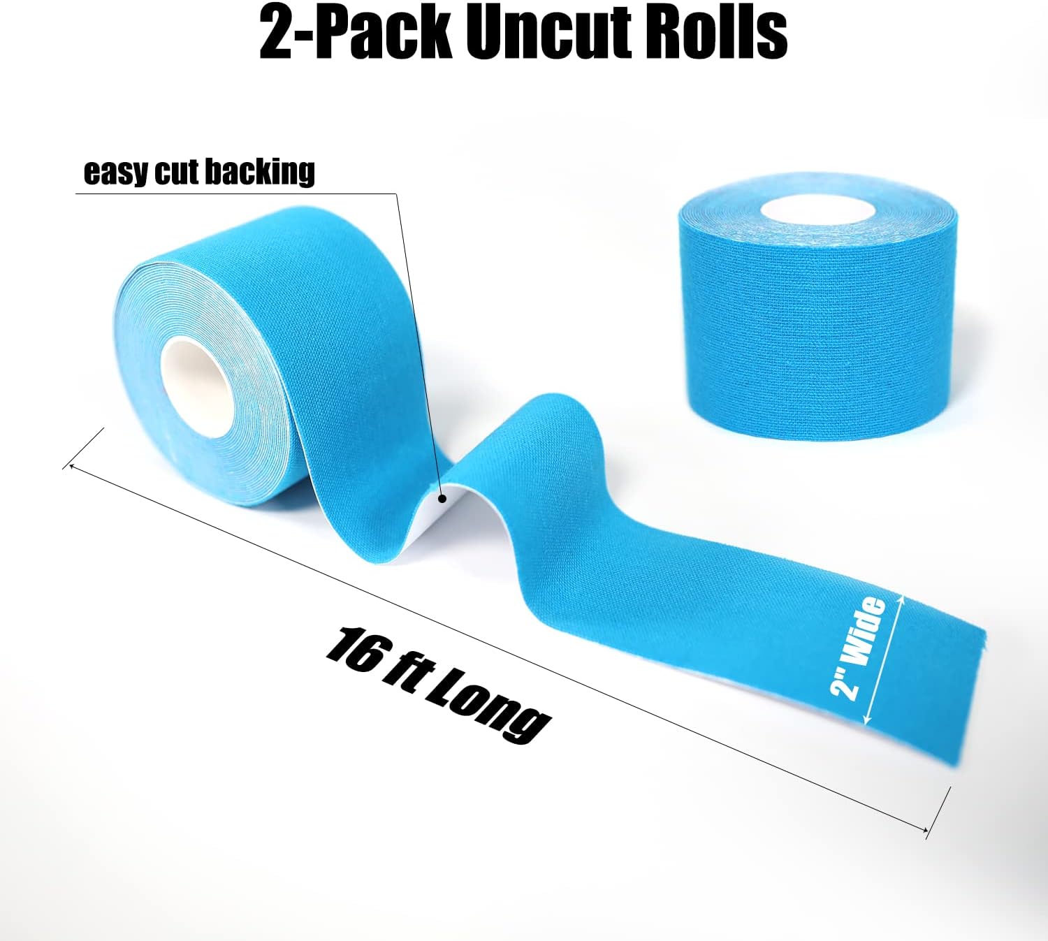 LUXIAOJUN Waterproof Kinesiology Tape (16ft Uncut Roll), Athletic Elastic Muscle Sports Tape for Pain Relief, Muscles, Knees & Shoulders (Blue, 2 Rolls) : Health & Household