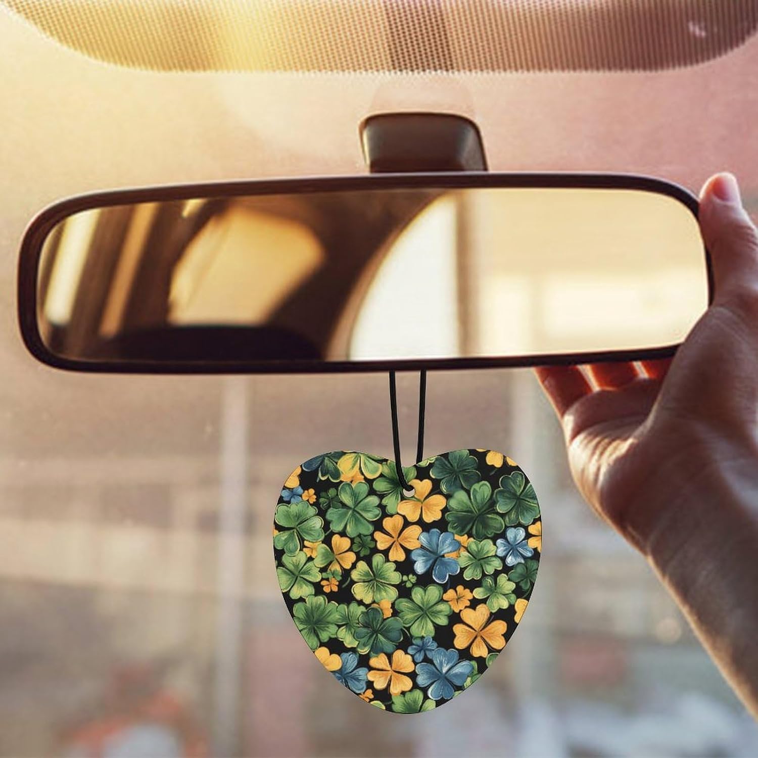 Colorful Clovers Shamrocks Car Air Freshener Hanging Car Scent Cards Decor Interior Accessories