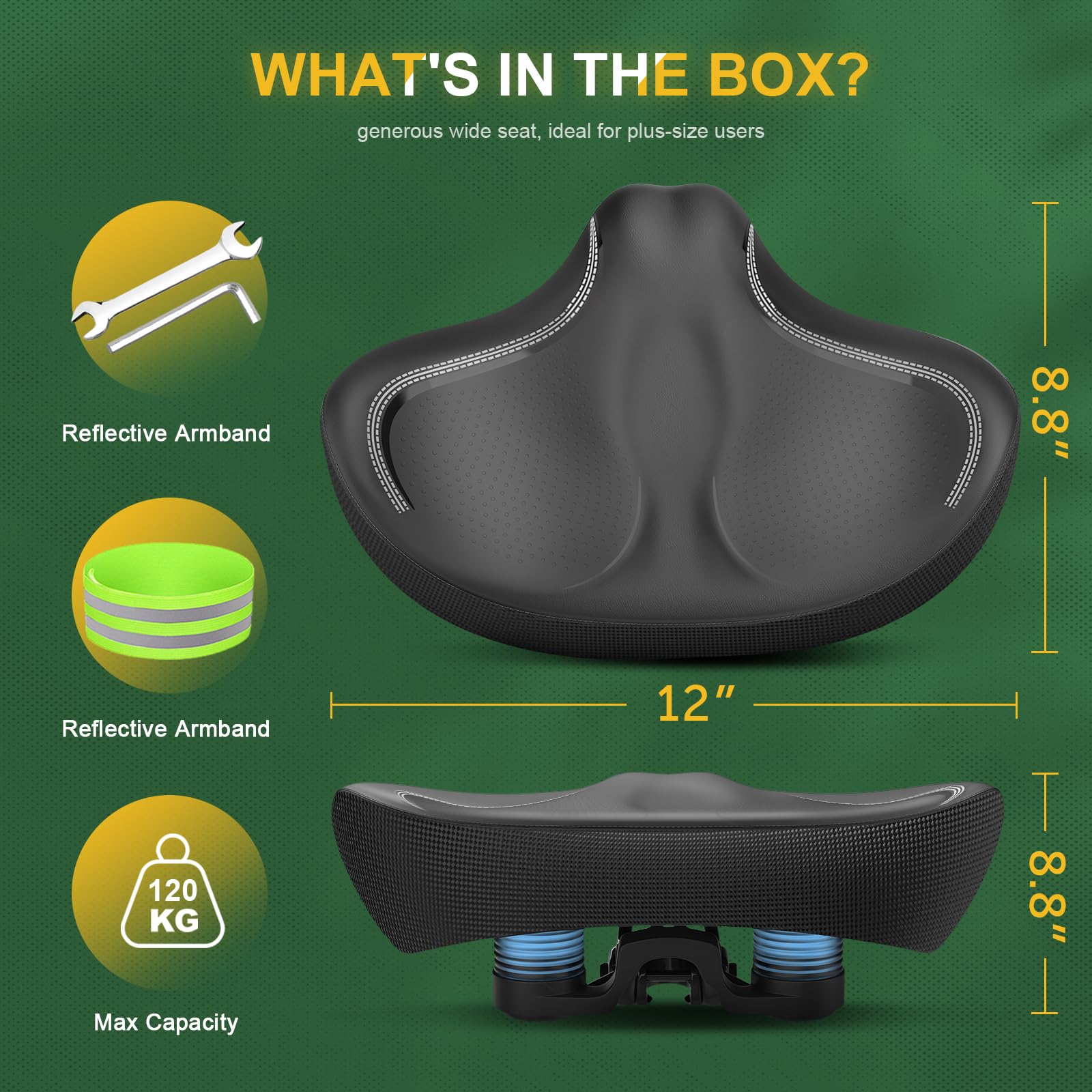Cojín de asiento de bicicleta de gran tamaño sin nariz, cómodo asiento de bicicleta para hombres y mujeres, sillín de bicicleta extra ancho compatible con Peloton, bicicleta eléctrica