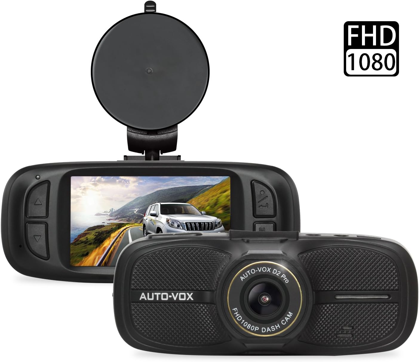 AUTO-VOX D2 PRO Dash Cam front and back view соргуч чөйчөк менен