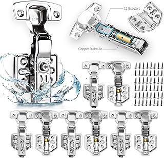 8-PCS Soft Close Hinges Cabinet Door Hinged 105 Degree Hydraulic Hinges Kitchen Cabinet Door Hinges and Furniture Hinges 304 SS Door Hinges penture armoire Cuisine Half Overlay.