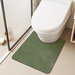 TYUU Toilet Rug, Thin Toilet Rugs U Shaped Washable Non Slip Absorbent Quick Dry Low Pile Toilet Mat, 20"x24" U Shape Sage Green
