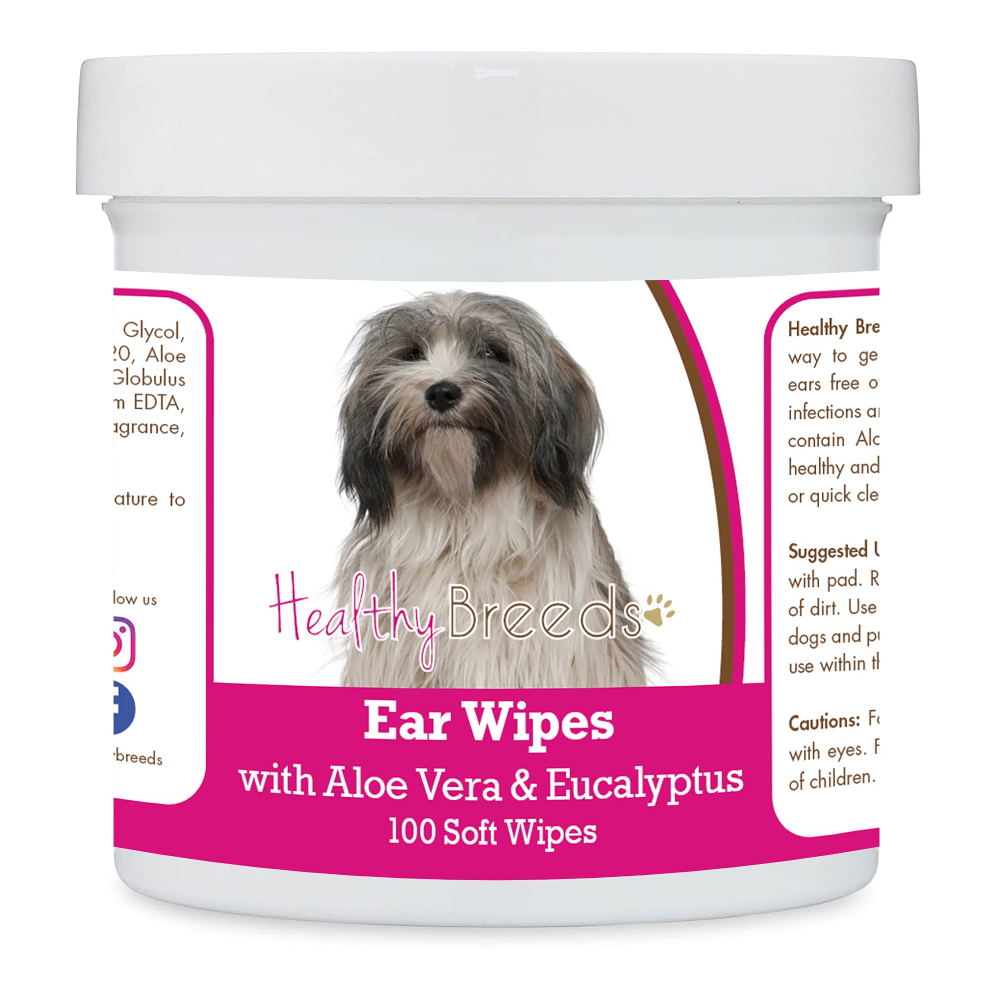 Healthy Breeds Tibetan Terrier Ear Cleaning Wipes with Aloe &amp; Eucalyptus for Dogs 100 Count