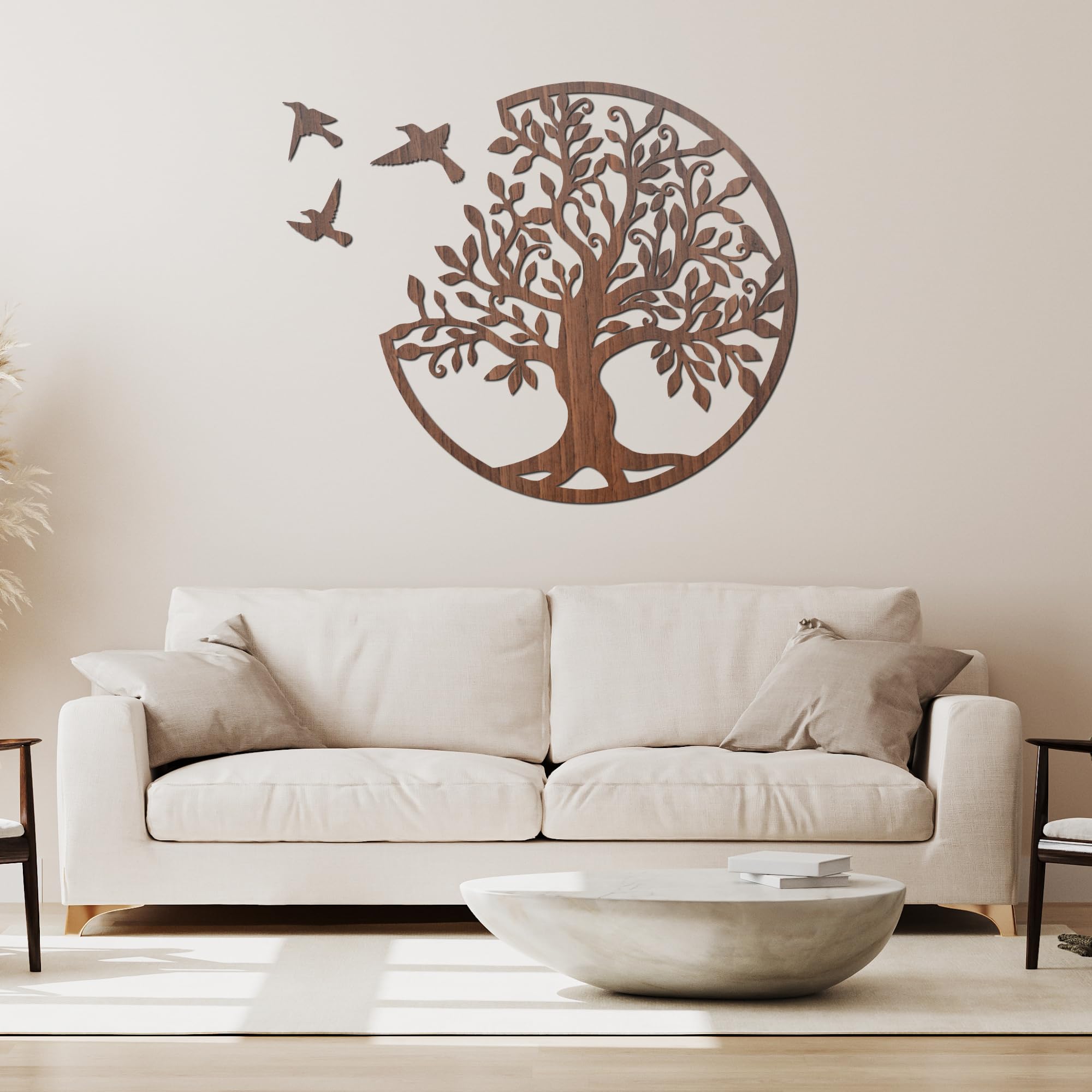 SENTOP HDF0504 Baum des Lebens, Geschnitztes Bild an der Wand aus Holzmaterial für den Innenraum, HolzKunst Dekor (Walnuss, 120 cm)