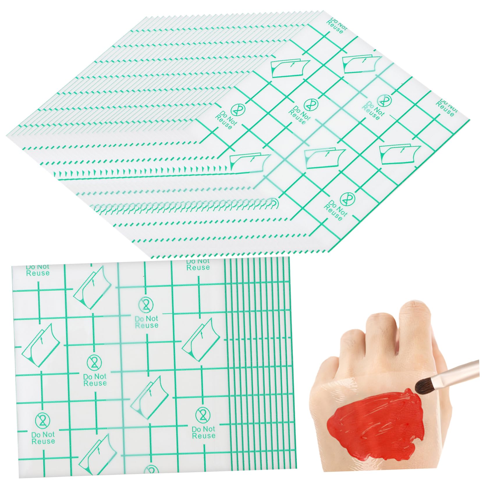 KONTONTY 200Pcs Disposable Makeup Mixing Palettes Adhesive Hand Palette Stickers for Liquid Foundation Lipstick Concealer for Makeup Artists Salons and Home Use