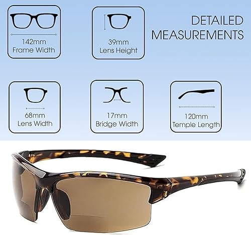 Miniatura 2 de Calabria Sport 202BF - Gafas de seguridad bifocales para lectura para hombres y mujeres, antivaho envolvente, protección UV tintada, sin montura