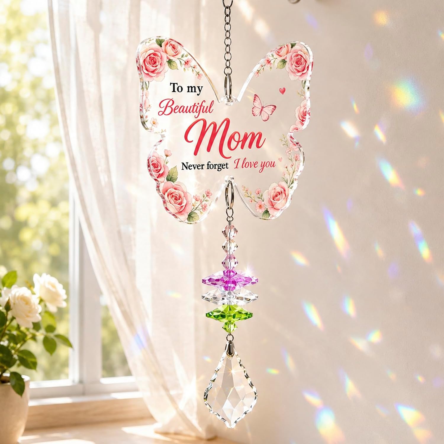 Crystal Butterfly Suncatchers for Windows Hanging Unique Gift for Mom