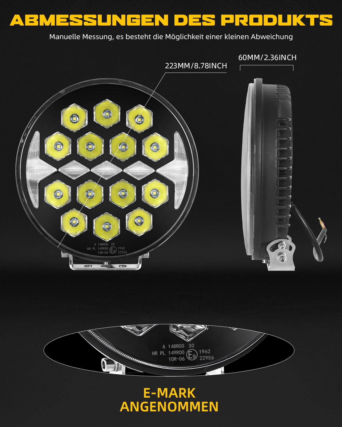 CO LIGHT 9 Zoll 2PCS LED Fernscheinwerfer 12/24v，120W 32000LM Runder Arbeitsscheinwerfer mit ECE Zulassung Tagesfahrlichter Willkommenslichter für Traktor Geländewagen Bagger SUV ATV LKW