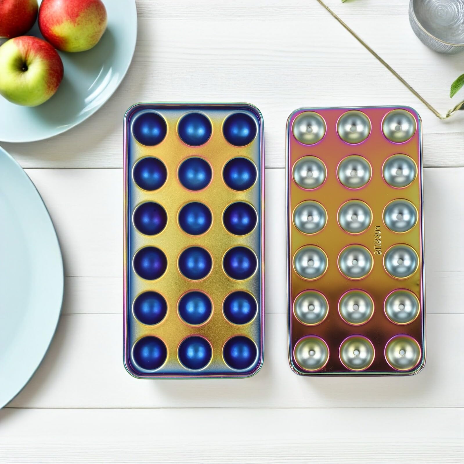 Mipcase Stampo per Cubetti di Ghiaccio in Acciaio Inox con Coperchio Rimovibile Vassoi Impilabili per Congelatore Stampo Facile da Staccare per Cocktail e Caffè