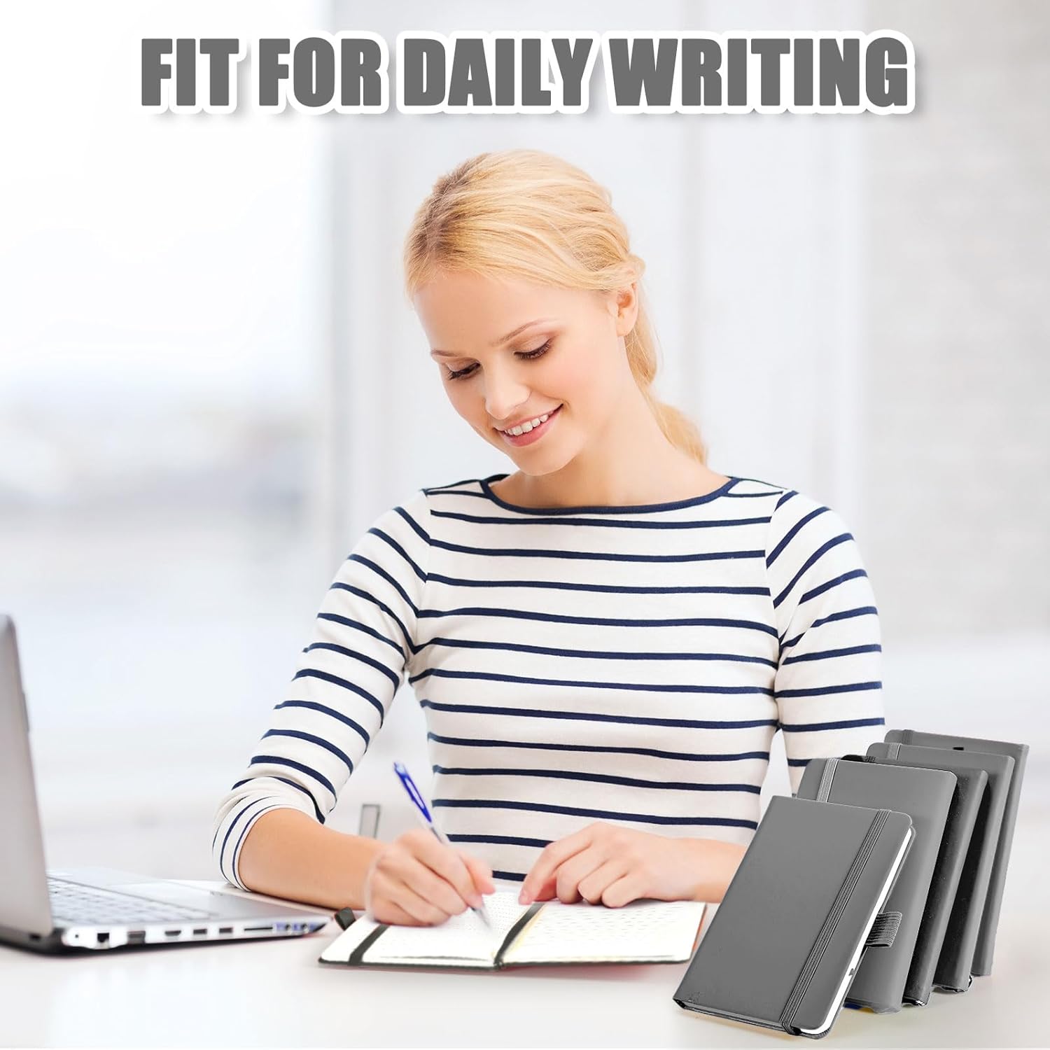 Laumoi 40 Pack Pocket Notebook Journals A6 Mini Hardcover Journal PU Leather Lined Notebook 3.5 x 5.5 In Small College Ruled Notepad with Pen Holder for Writing Office School Supplies (Gray)