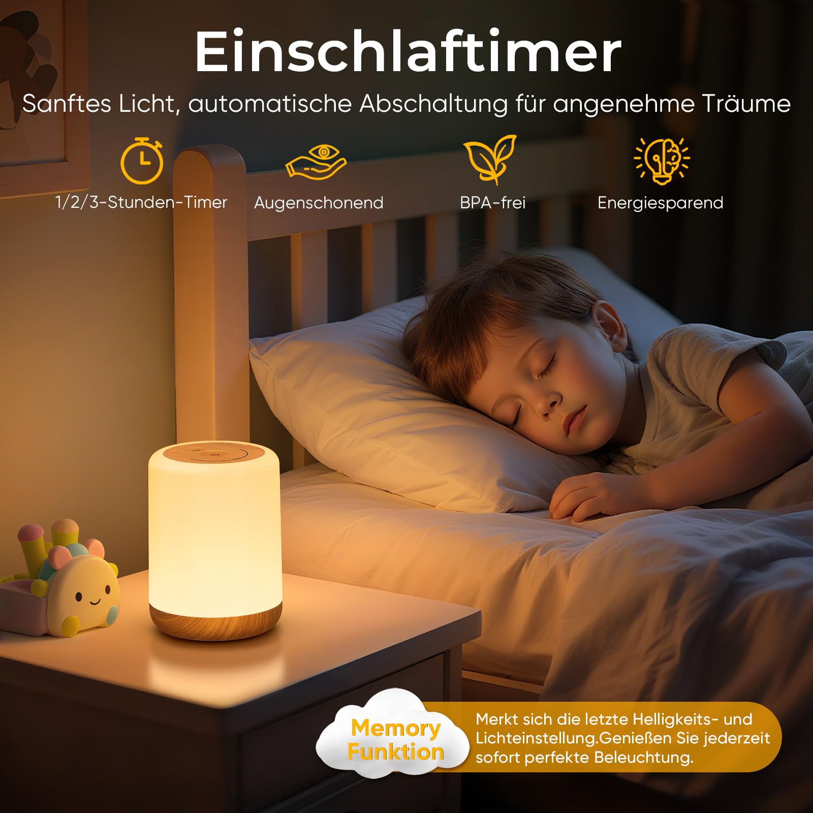 Set di 2 Lampada da Comodino Touch, Abat Jour da Comodino con 256 Colore RGB e 3 Modalità, Luce Notturna Bambini con Timer e Memoria, Lampada da Tavolo Ricaricabile Senza Fili per Camera da Letto