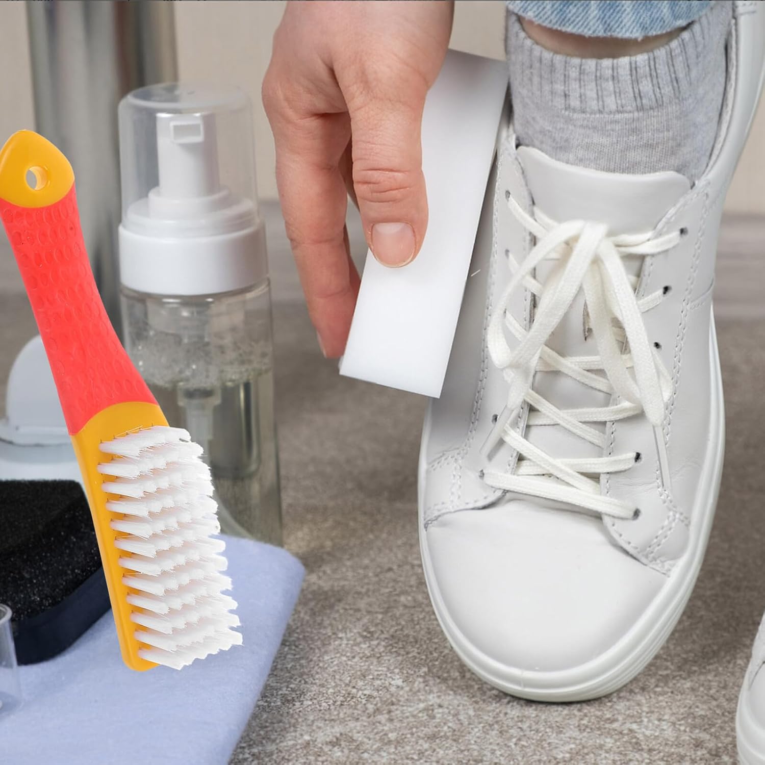 HEMOTON 10pcs Laundry Scrub Shoe Brush Set with Soft Long Bristles, Household Cleaning Brush for Sneakers and Clothes, Sturdy Shoe Care Accessories for Daily Use