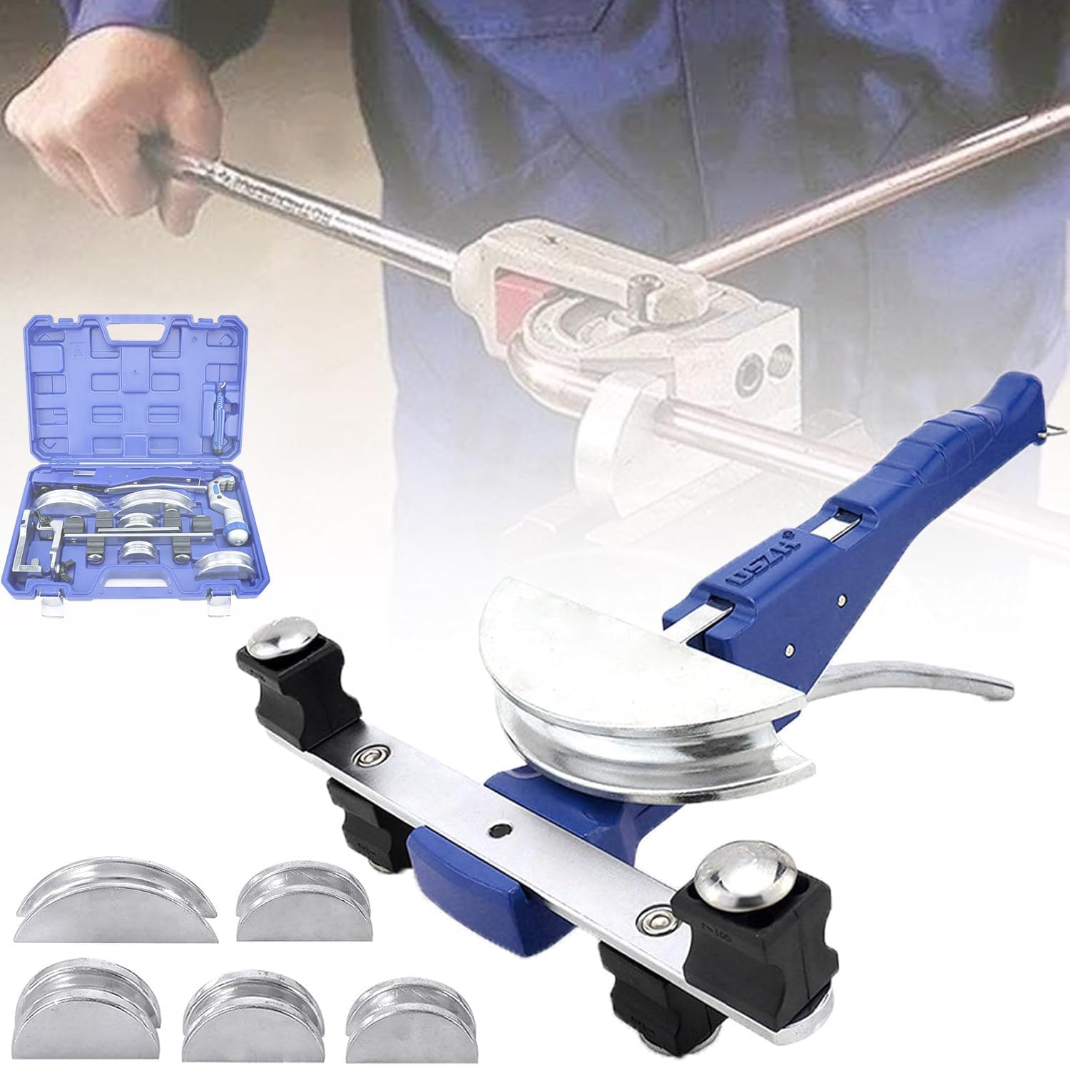 Piegatubi Manuale per Tubi in Rame, Kit Piegatubi a Cricchetto per 3/8-7/8 di Pollice, Design di Piegatura Bidirezionale in Avanti e all'Inverso a 90° per la Refrigerazione di Impianti Idraulici HVAC