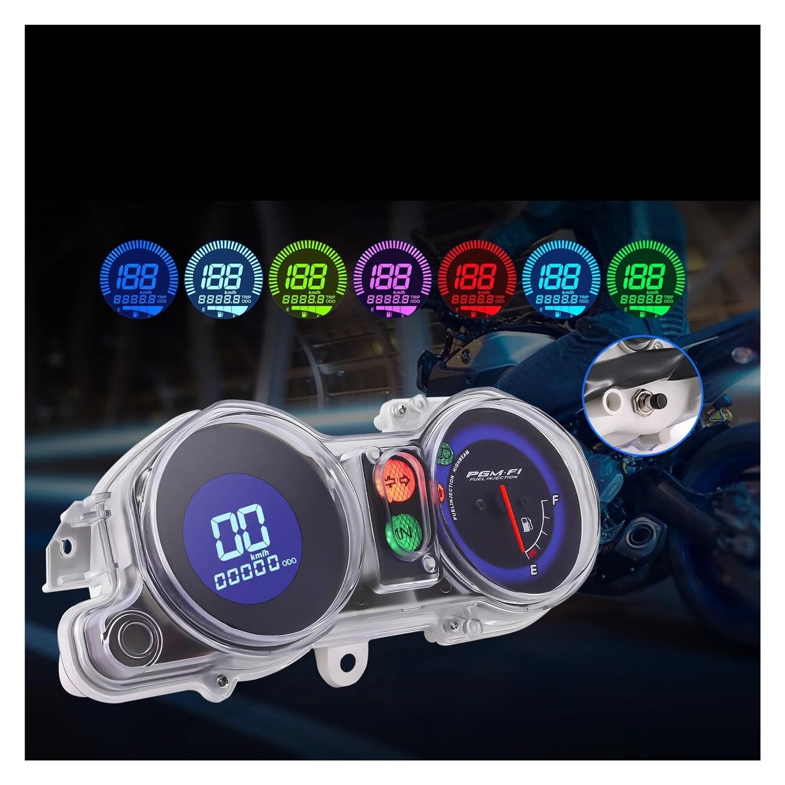 Contachilometri Contagiri Per Moto Multifunzione Digitale Cruscotto Moto LED Contagiri Contachilometri Contachilometri Per TITAN 150 Universale