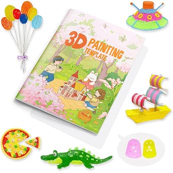 Dayker 3 D Pen Printing Drawing Book Reusable 40 Patterns Painting Graffiti Template with A PVC Transparent Board 3 D Art Thick Paper Stencils for Kids and Adults Starter 3 D DIY Gifts