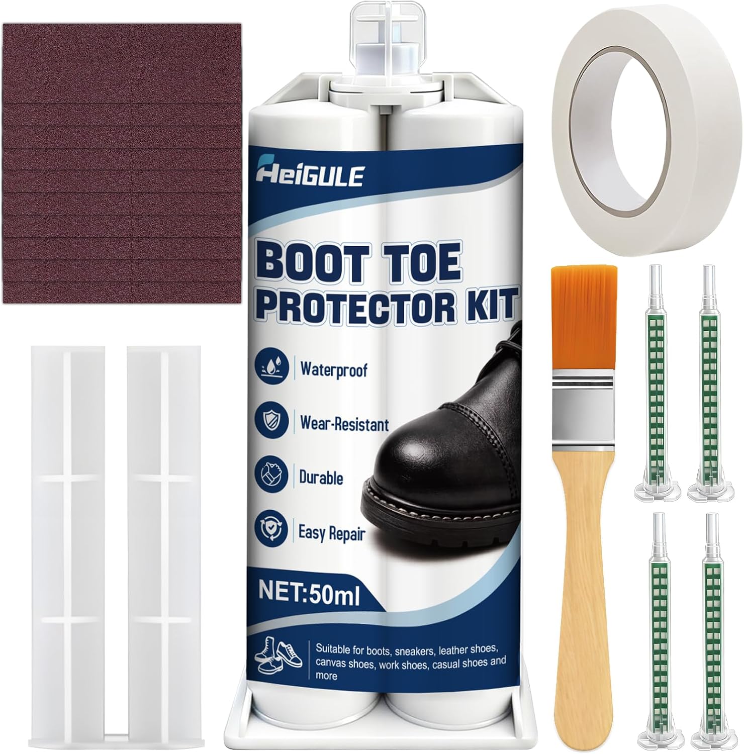 Boot Toe Protector, Boot Toe Guard Liquid Effectively Repairs Worn Areas | Tough Toe Boot Protector, Waterproof, Durable and Wear-Resistant Boot Toe Guard Repair Set for Boots Sneakers Leather Shoes