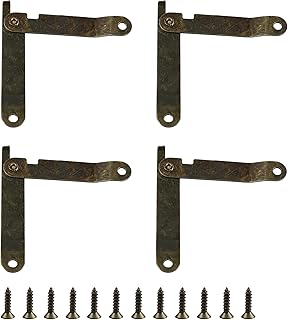 4PCS Antique Bronze Lid Support Hinges, Rotatable Folding Lift Up Stay Hinge for Wooden Boxes, Jewelry Case, Cabinet, Furniture(4.41" x 2.64" x 0.43")