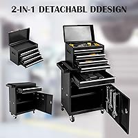 Vista 6 de SUN & SUMMER 5-Drawer Rolling Tool Chest with Wheels Tool Storage Organizer Cabinets with Lockable Drawers Tool Box with Adjustable Shelf Tool Chest