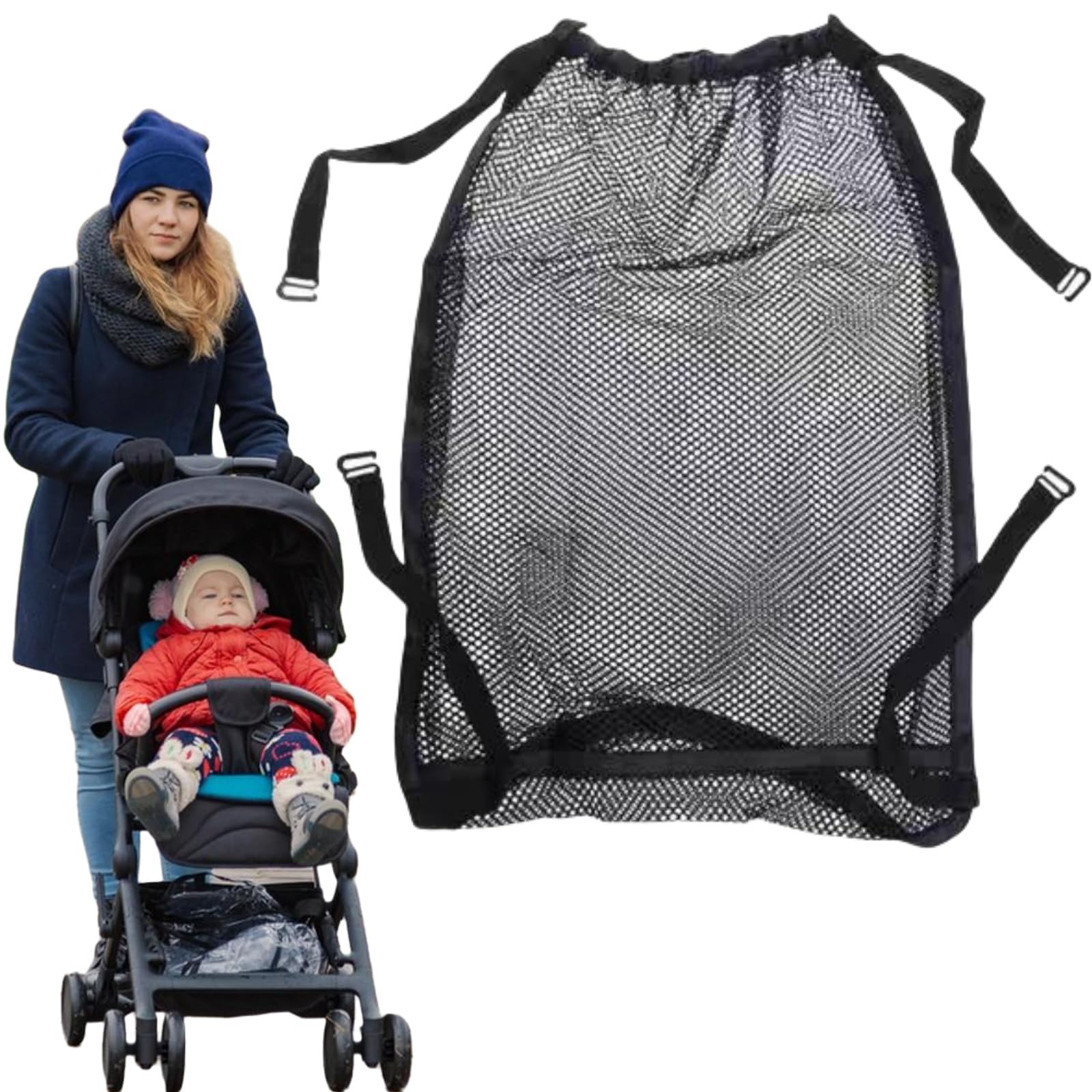 Rete Portaoggetti Universale,Borsa in Rete per Passeggino,Borse per Spesa,Rete per Carrello,Carrozzina e Passeggini,Tasca a Rete sul Retro del Passeggino,Organizer per Passeggino