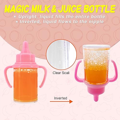 Miniatura 4 de Juego de biberones para muñecas, botellas mágicas que desaparecen de muñeca  botellas de leche de 3.6 pulgadas y botellas de jugo de 3.4 pulgadas