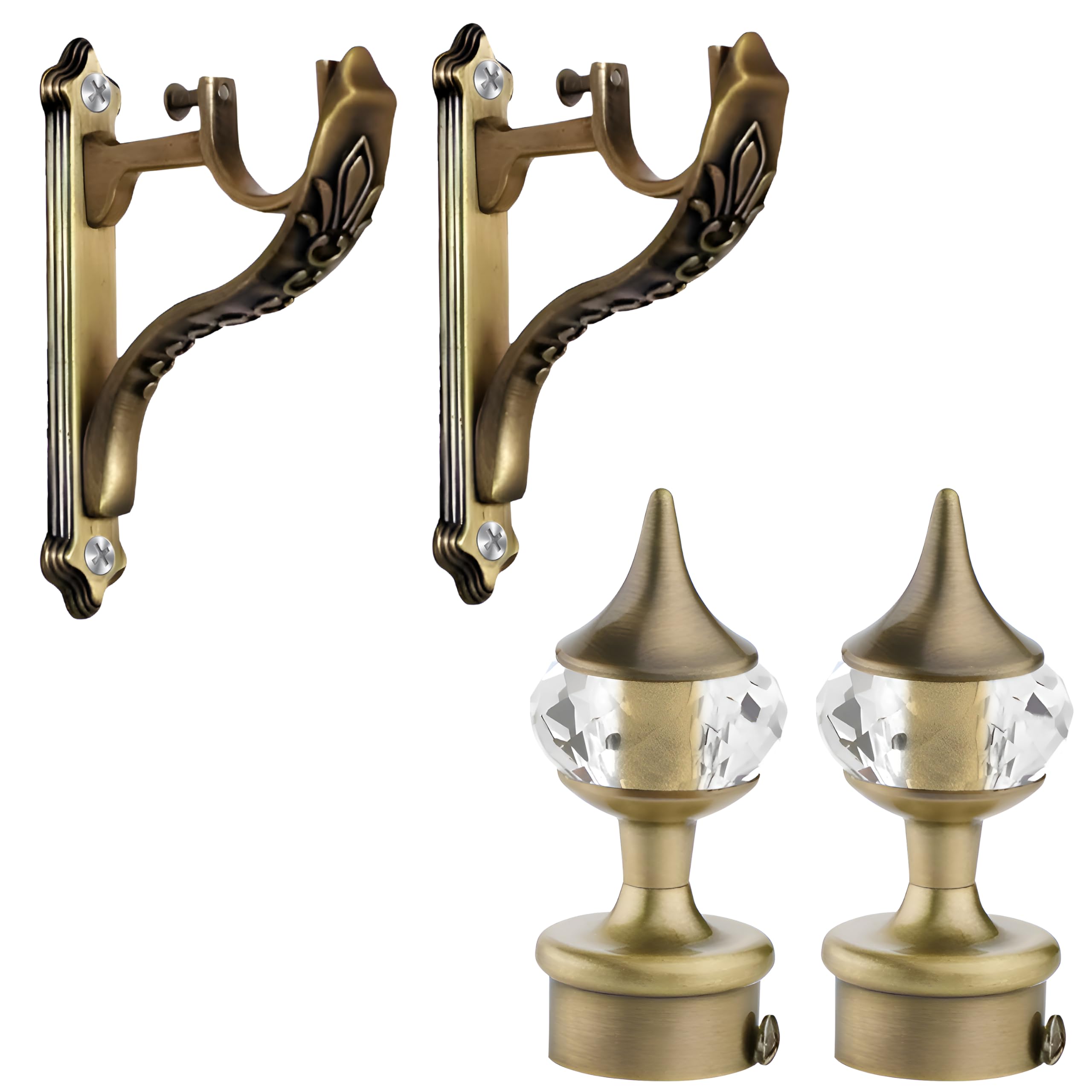 Plantex Heavy Duty Aluminium Diamond Curtain Holder/Curtain Brackets/Curtain Rod Holder with Support 1 Inch Rod (Brass Antique - 4 Pair) — Amazon image 16