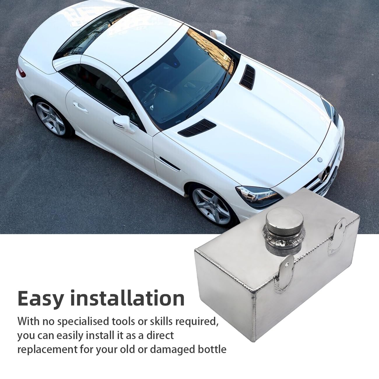 Butelka do spryskiwaczy przedniej szyby, aluminiowa butelka na spryskiwacz, 2 l, łatwa instalacja, zestaw opryskiwaczy intercooler, polerowany spray intercooler, uniwersalny do części samochodowych