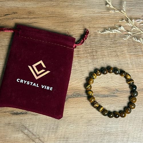 Miniatura 2 de Crystal Vibe - Pulsera de ojo de tigre para curación espiritual y energía positiva, pulsera de cuentas de 516 pulgadas (8 mm) para mujeres y hombres