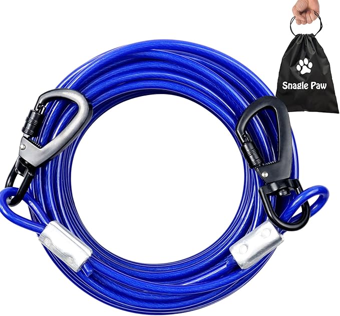 Tie Out Cable for Dogs, 50FT Dog Leads for Yard Chew Proof