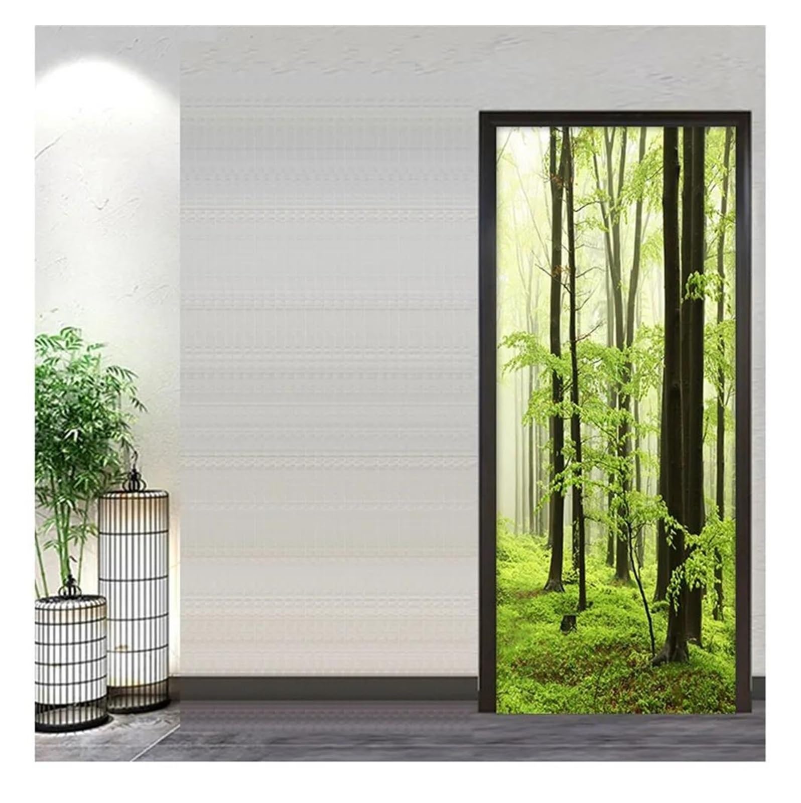 Sticker mural pour porte en vinyle imperméable décoratif 3D vue nature 50x125cm