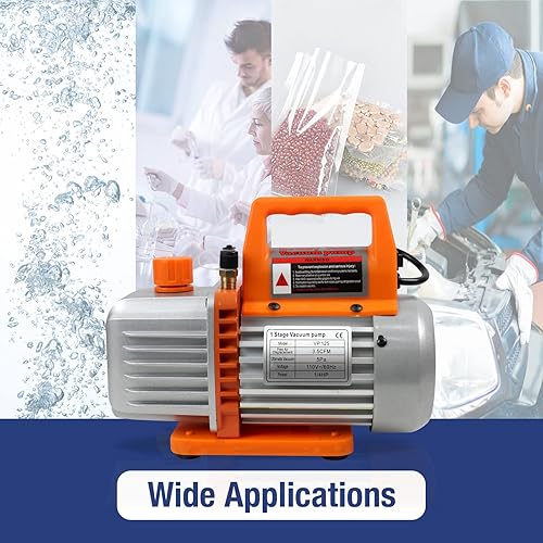 Miniatura 7 de BACOENG Bomba de vacío de 3.5CFM, bomba de vacío de paletas rotativas de una sola etapa de 110 V 13 HP con aceite, para R12 R22 R134a R410a AUTO AC