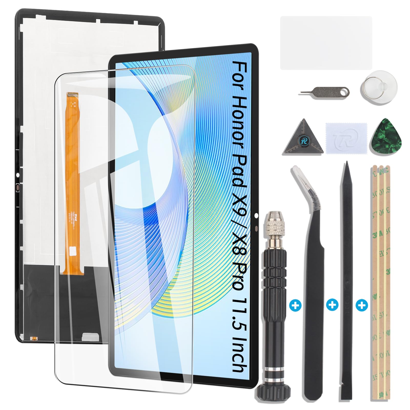 RongZy Schermo di ricambio per Honor Pad X9 (ELN-W09, ELN-L09) / X8 Pro 11,5 pollici LCD Touch Screen Digitizer interno per Honor Pad X9/X8 Pro Display di ricambio con kit di attrezzi (nero)
