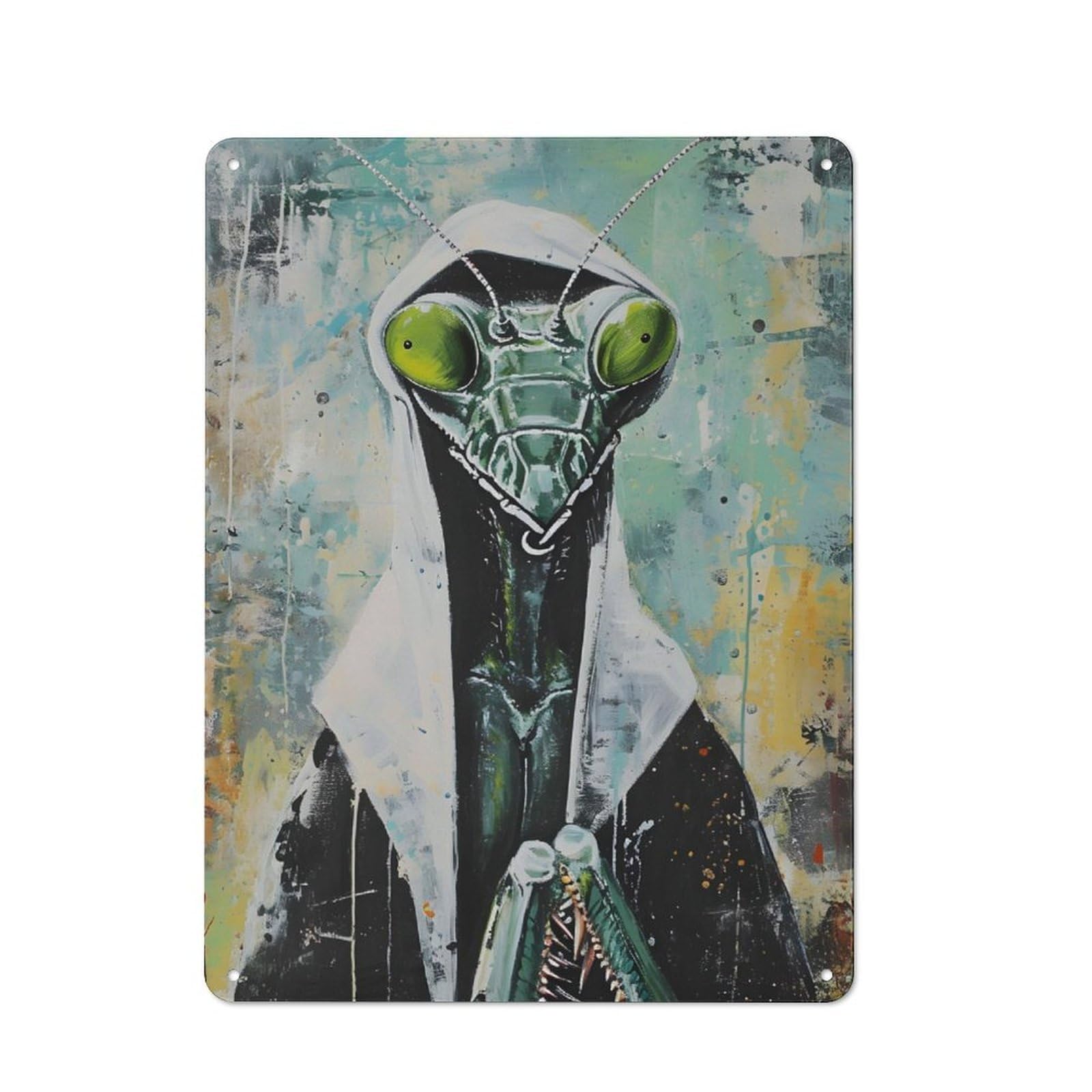 Junmoney Mantis Nun Praying Art Tin Sign 40X30cm With For Café Or Home Bar, Rustic Decor, For Café-Style Decor Fans