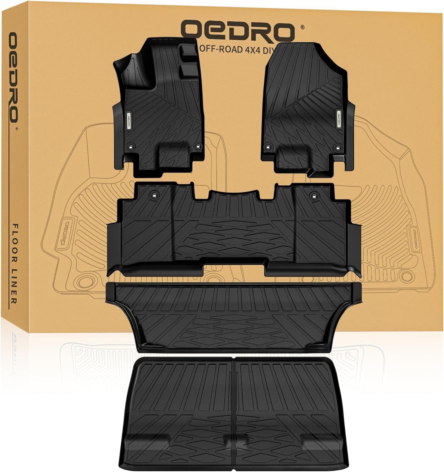 OEDRO Upgraded Floor Mats Fit for 2026 2025-2018 Honda Odyssey Mini Passenger Van, All Weather TPE Car Floor Liners, Tailored Fit Odyssey Interior Accessories, 1st and 2nd 3rd Row with Cargo Liner