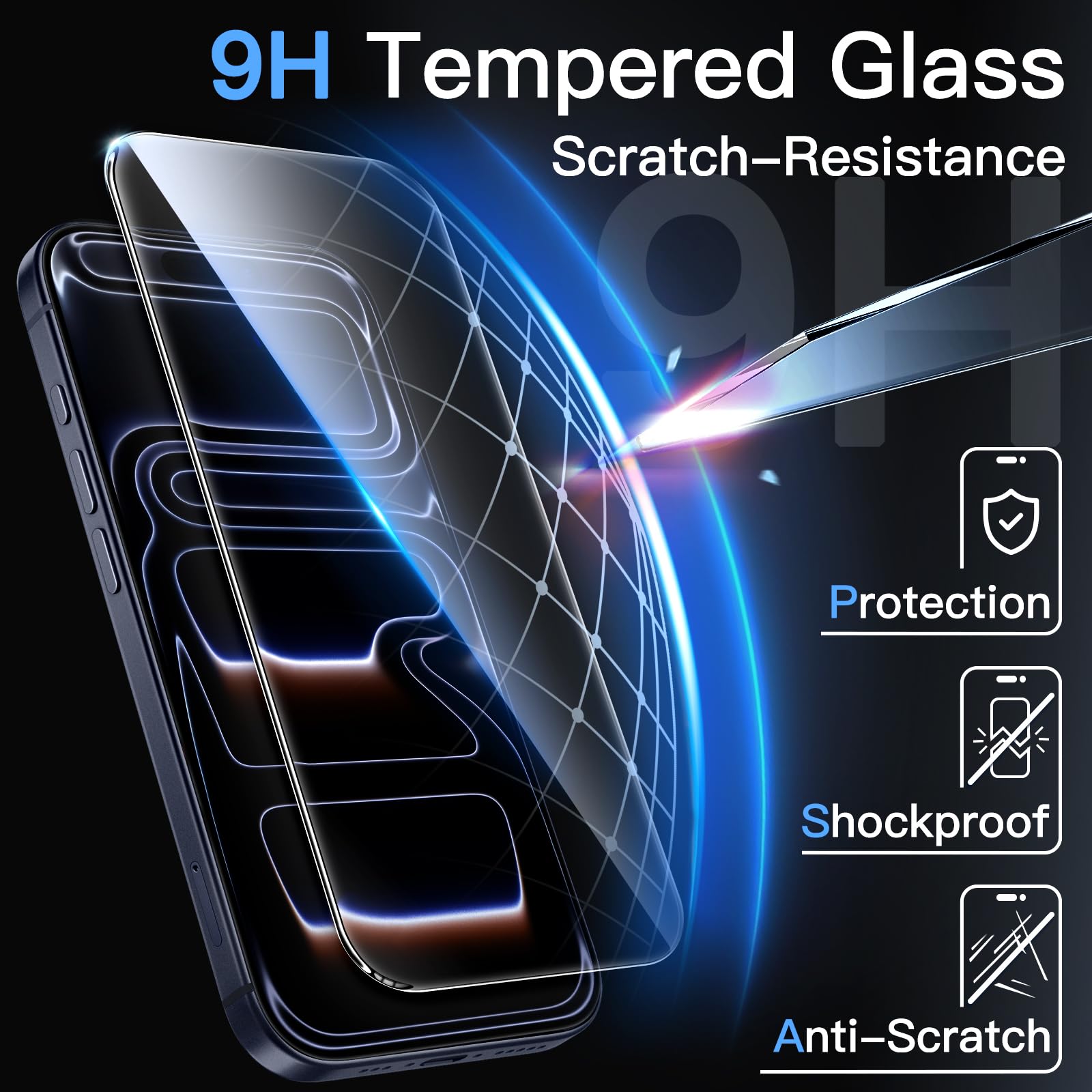 JETech Pellicola Protettiva per iPhone 17 Pro 6,3 Pollici, Vetro Temperato Film con Strumento di Facile Installazione, 9H Durezza, Compatibile con Custodia, 3 Pezzi