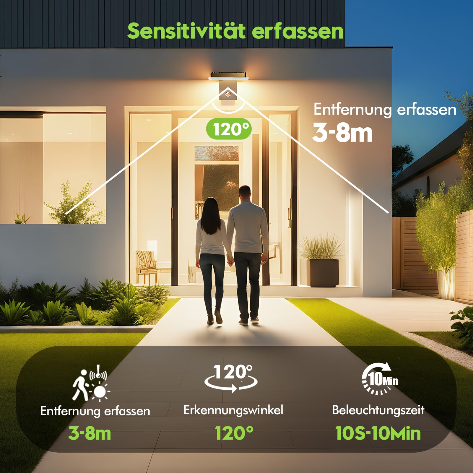 Applique da esterno con sensore di movimento,32W IP65, lampada da parete per interni/esterni con pannello LED orientabile,con telecomando,bianco caldo 3000K,per garage, giardino, cortile