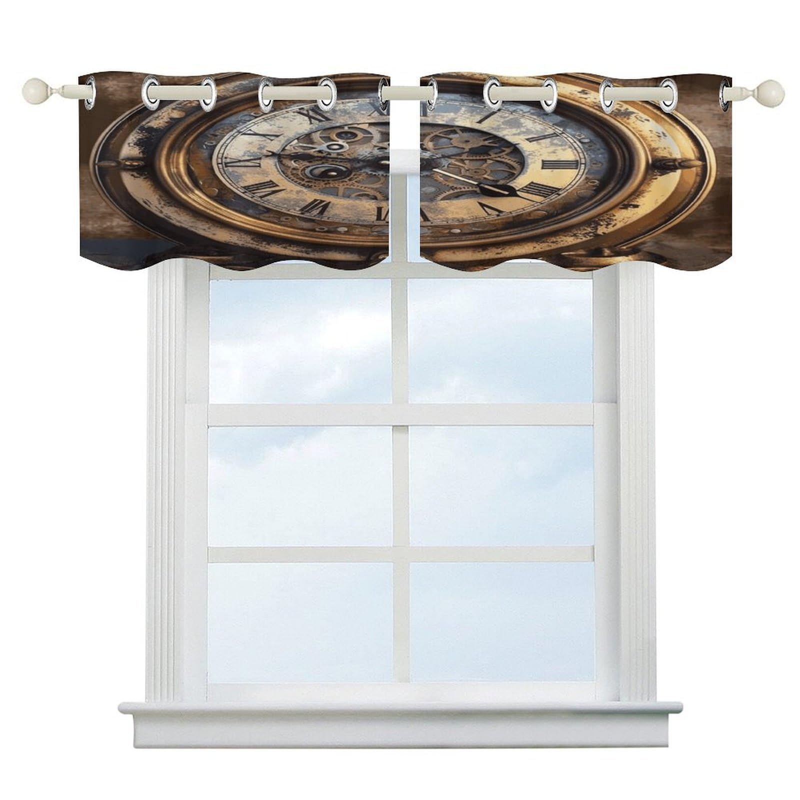 Cortinas opacas Steampunk de 52x18 pulgadas ideales para decorar y dar intimidad a tu cocina