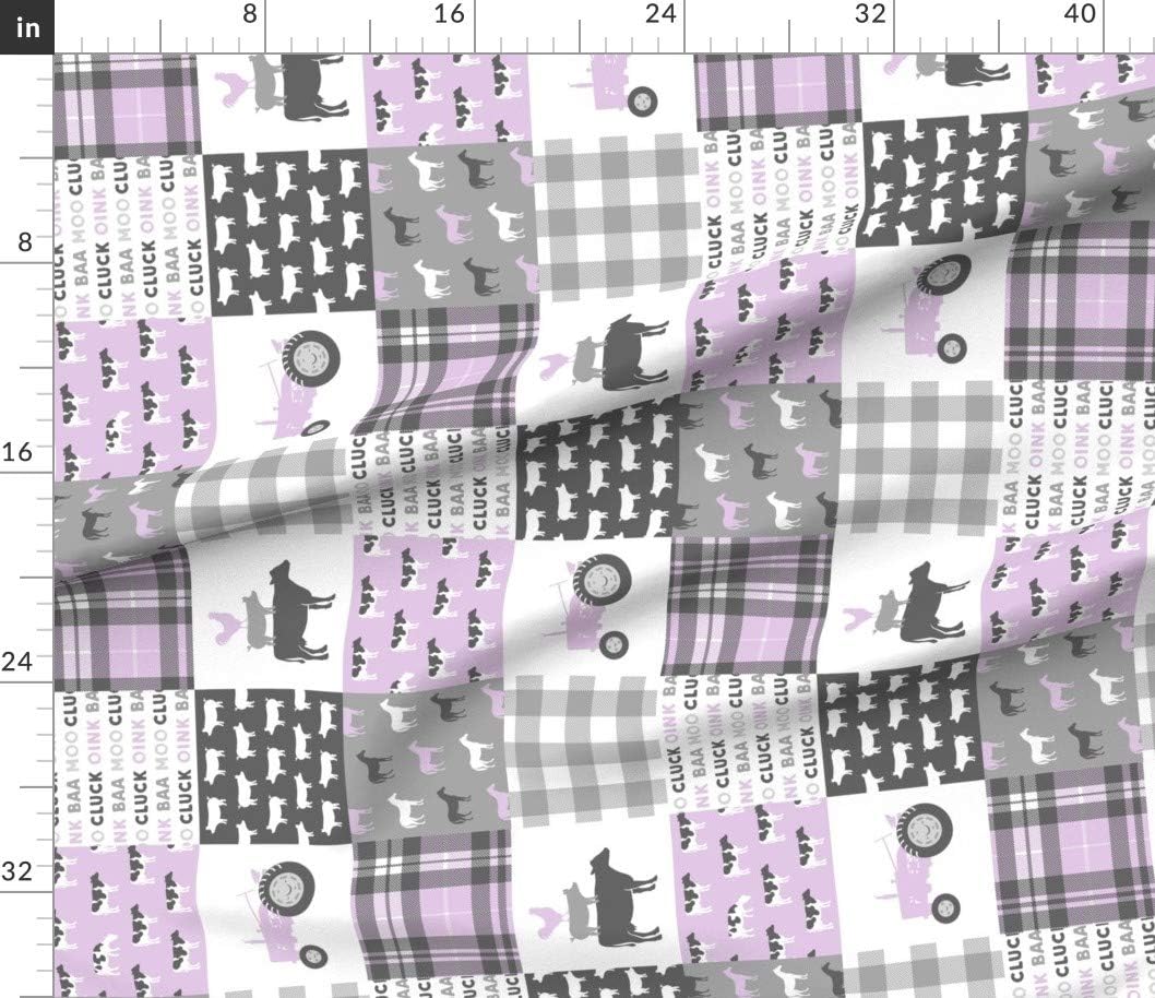 Spoonflower Fabric - Farm Life Wholecloth Purple Plaid Grey Girl Cow Little Arrow Trendy Printed on Petal Signature Cotton Fabric by The Yard - Sewing Quilting Apparel Crafts Decor