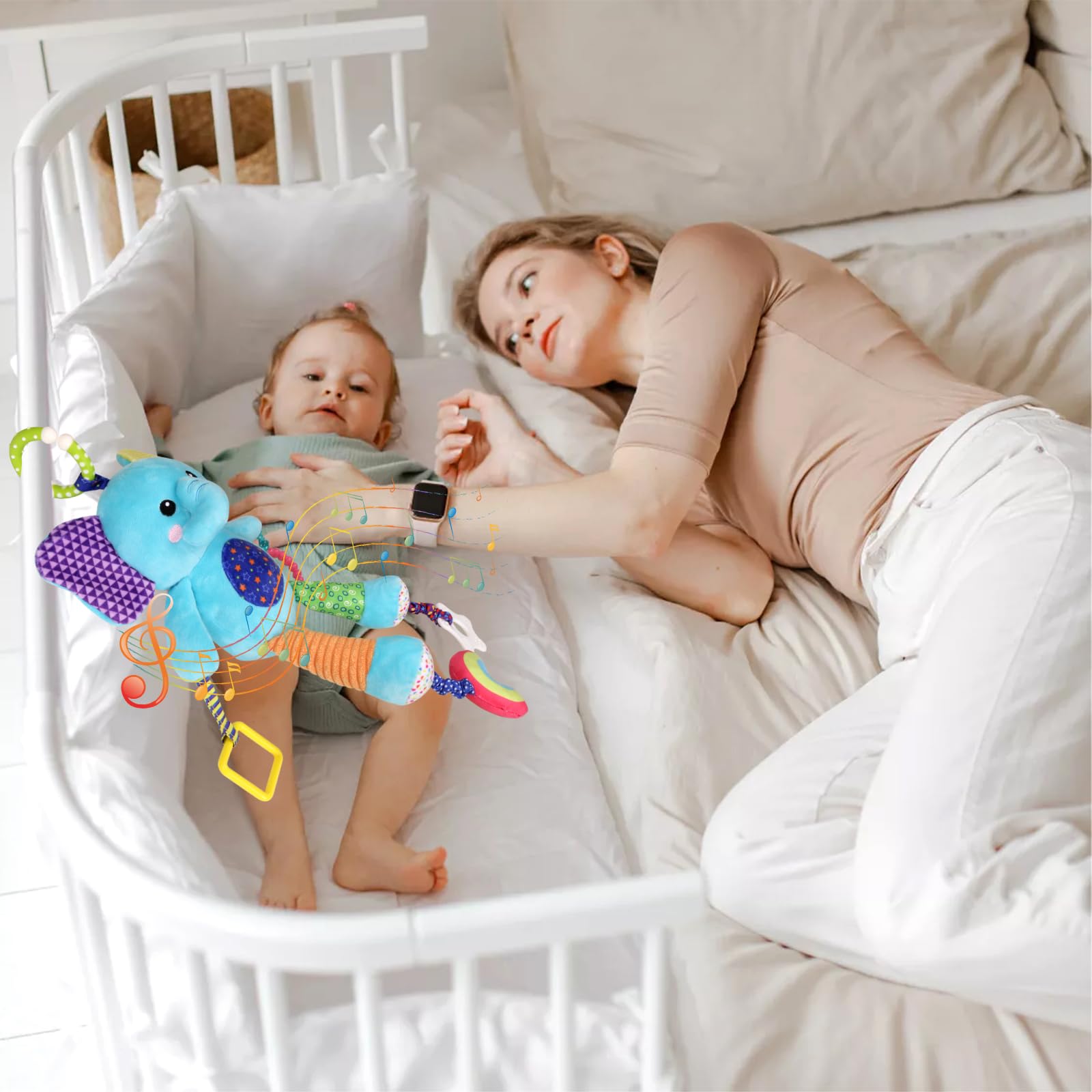 Giocattolo Spirale Per Passeggino - Peluche Con Sonagli Per Neonati 3-9 Mesi, Appendibile - Foto 5