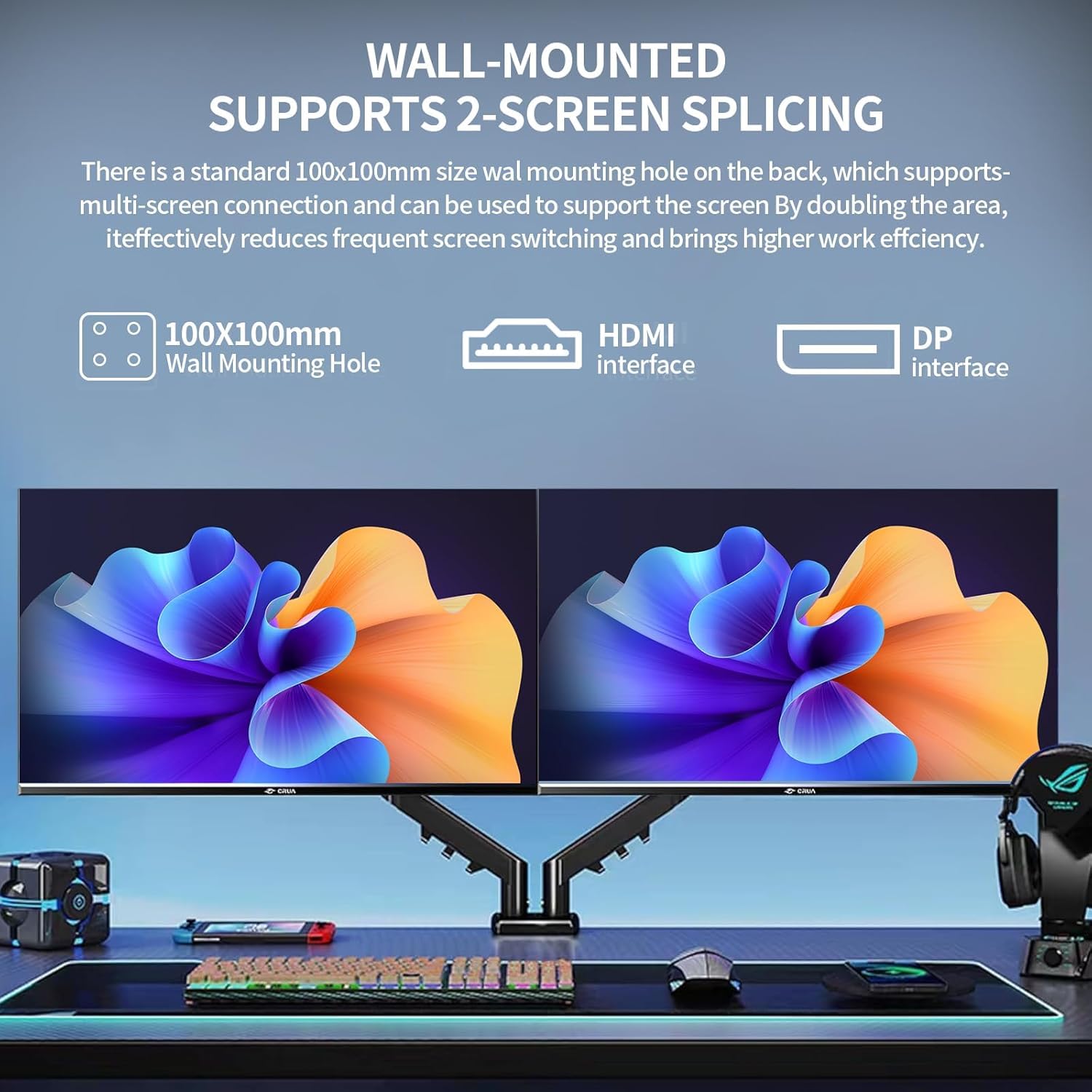 CRUA 32-calowy zakrzywiony monitor do gier 4K - częstotliwość odświeżania 60 Hz, czas reakcji 1 ms, obsługa HDR10, kompatybilny z G-Sync, zakrzywiony panel VA 1500R (81,3 cm), idealny dla GA