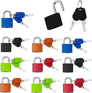 AMANMAN Suitcase Locks with Keys 10 Pcs Small Padlocks Luggage Locks Coloured Metal Suitcase Padlocks Keyed Padlock Mini Locks for Travel School Gym Luggage Backpack Toolbox Locker (Multicolor)