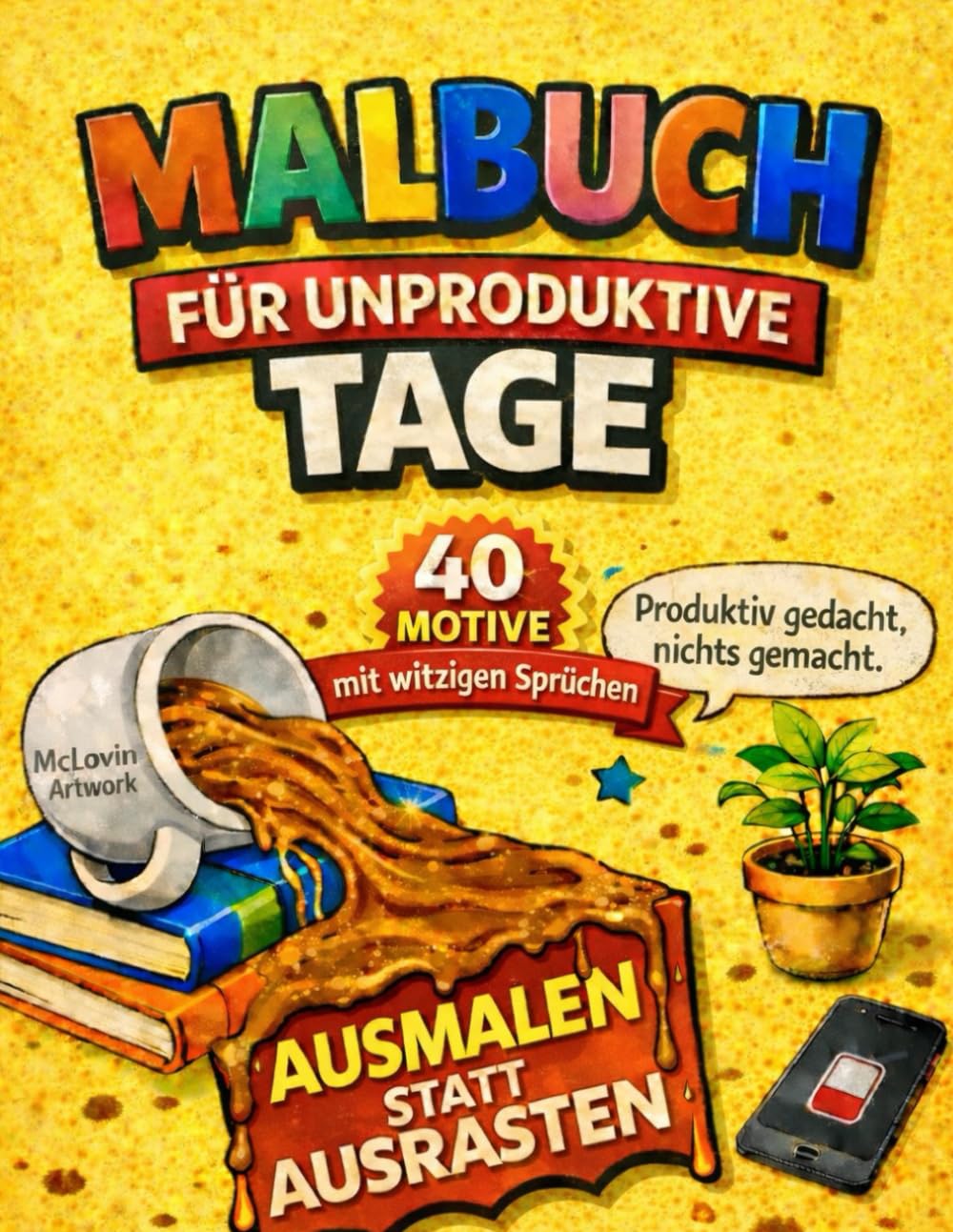 Malbuch Für unproduktive Tage: 40 Motive mit witzigen Sprüchen