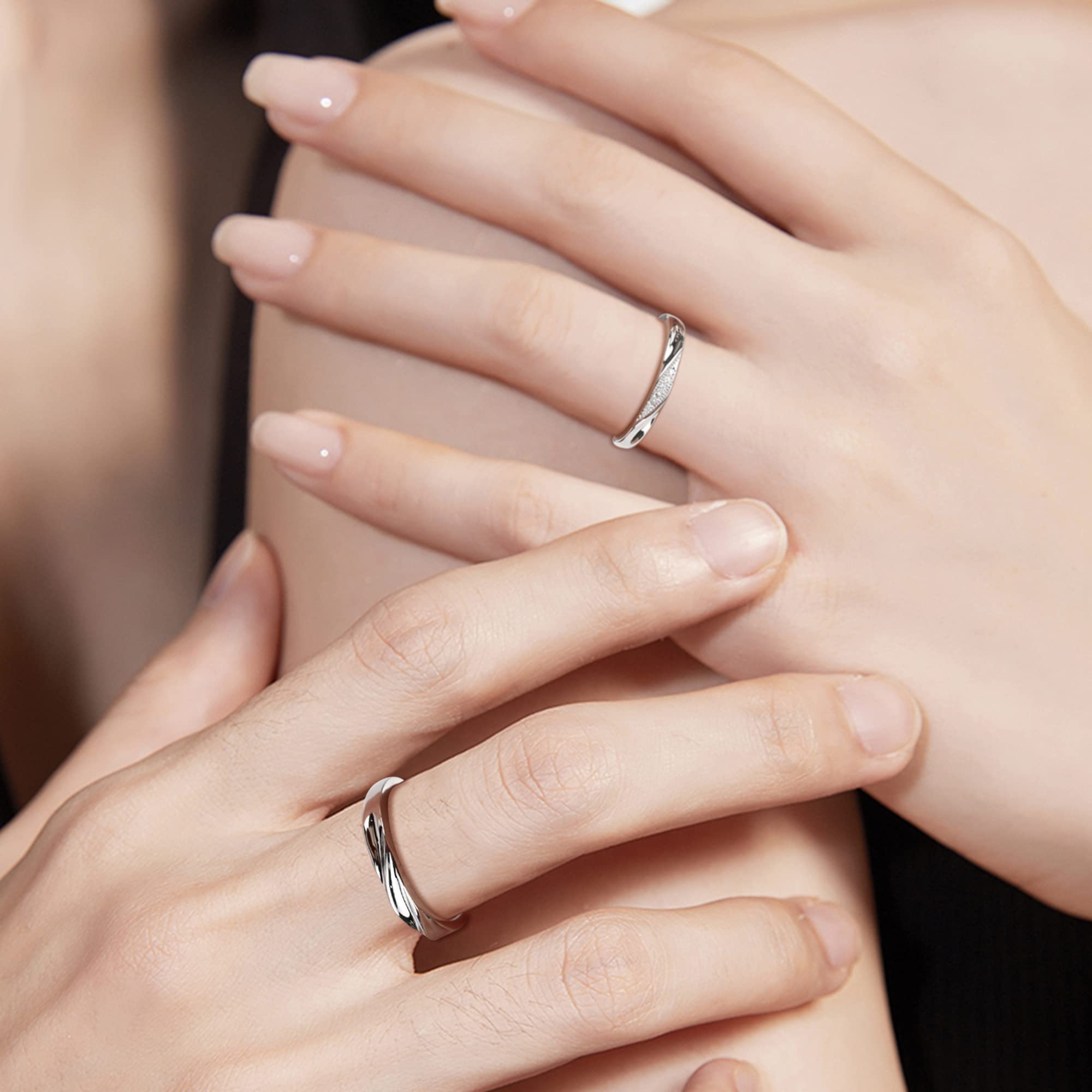1 Paia Sterling Argento 925 Anello Uomo Donna Fedine Fidanzamento Coppia Argento FEDI Nuziali Anelli Regolabili Regalo Anniversario Coppia